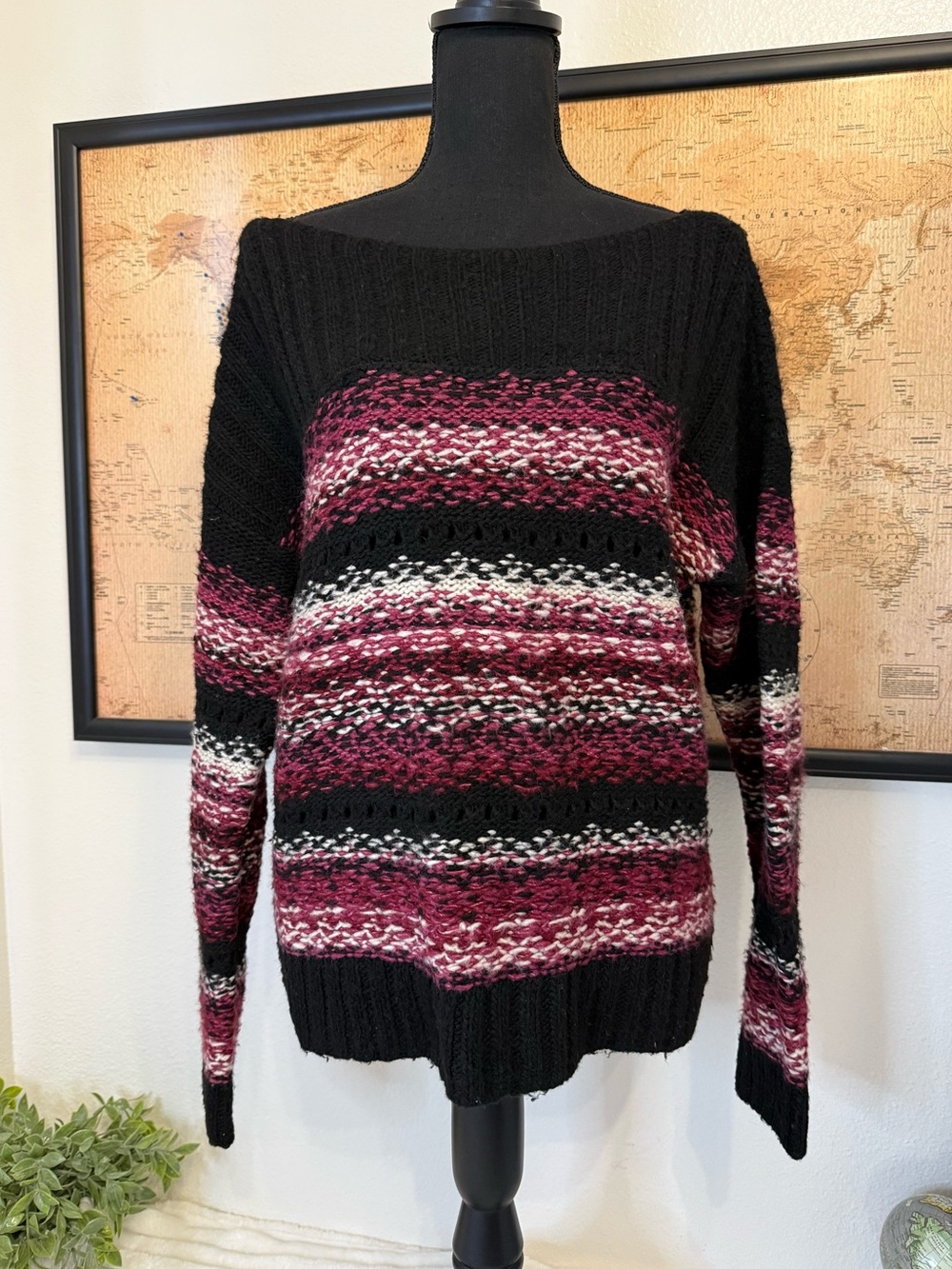 Lucky Brand Fair Isle Boat Neck Sweater size medium